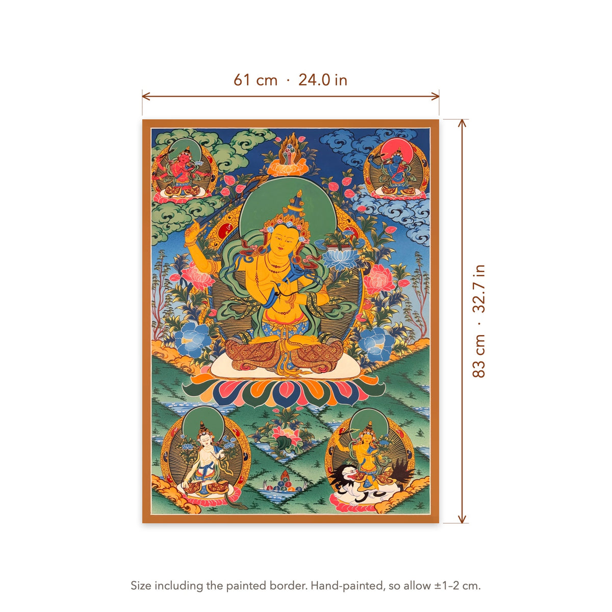 Size diagram: 61 × 83 cm (24.0 × 32.7 in), including the painted border