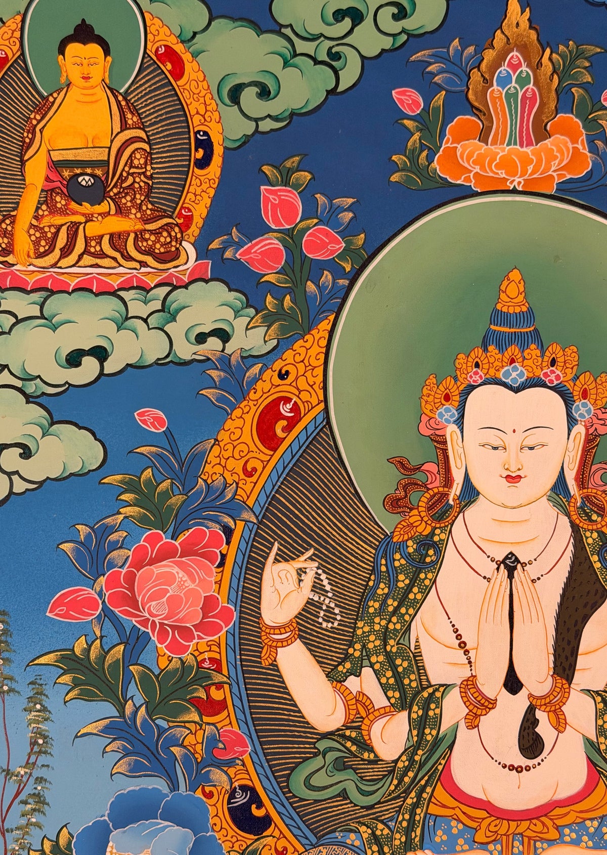 Chenrezig thangka, close-up photo 3 of 5