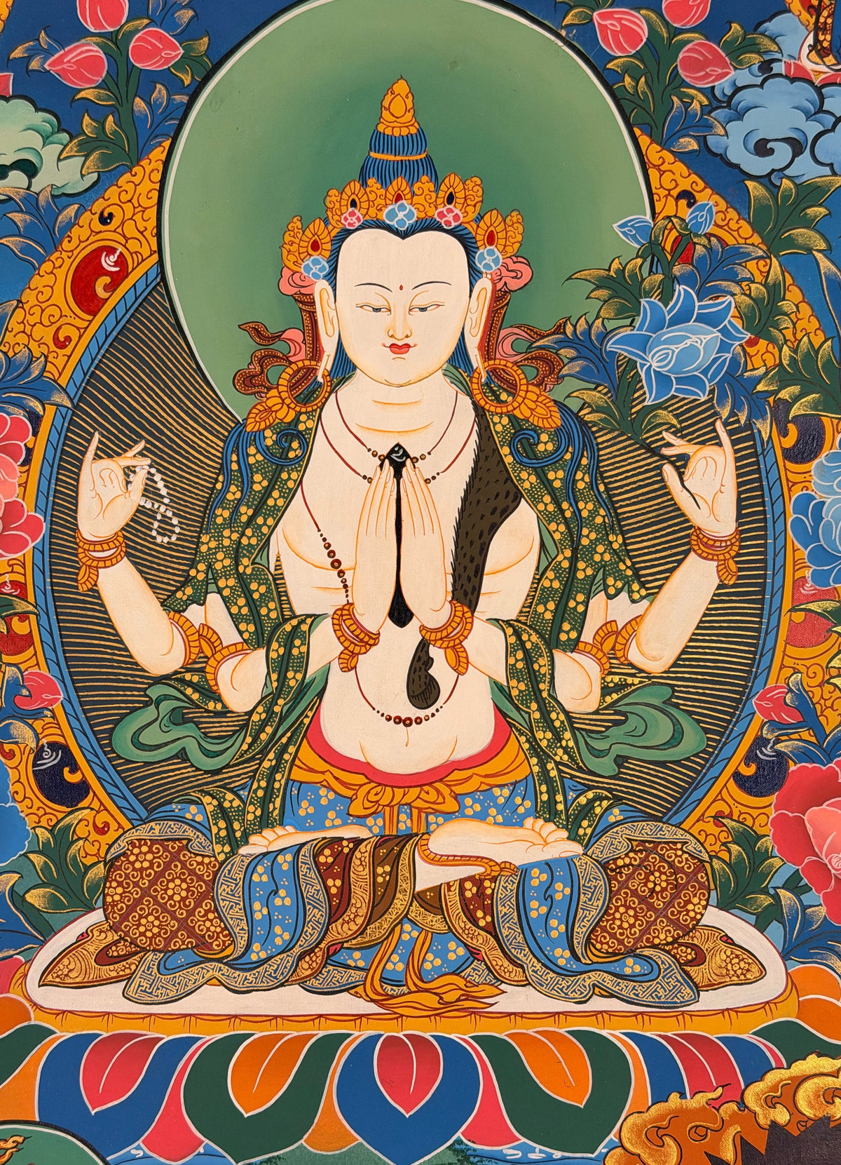 Chenrezig thangka, close-up photo 5 of 5