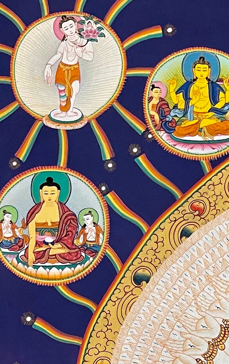 Lokeshwor thangka, detail: top-left corner