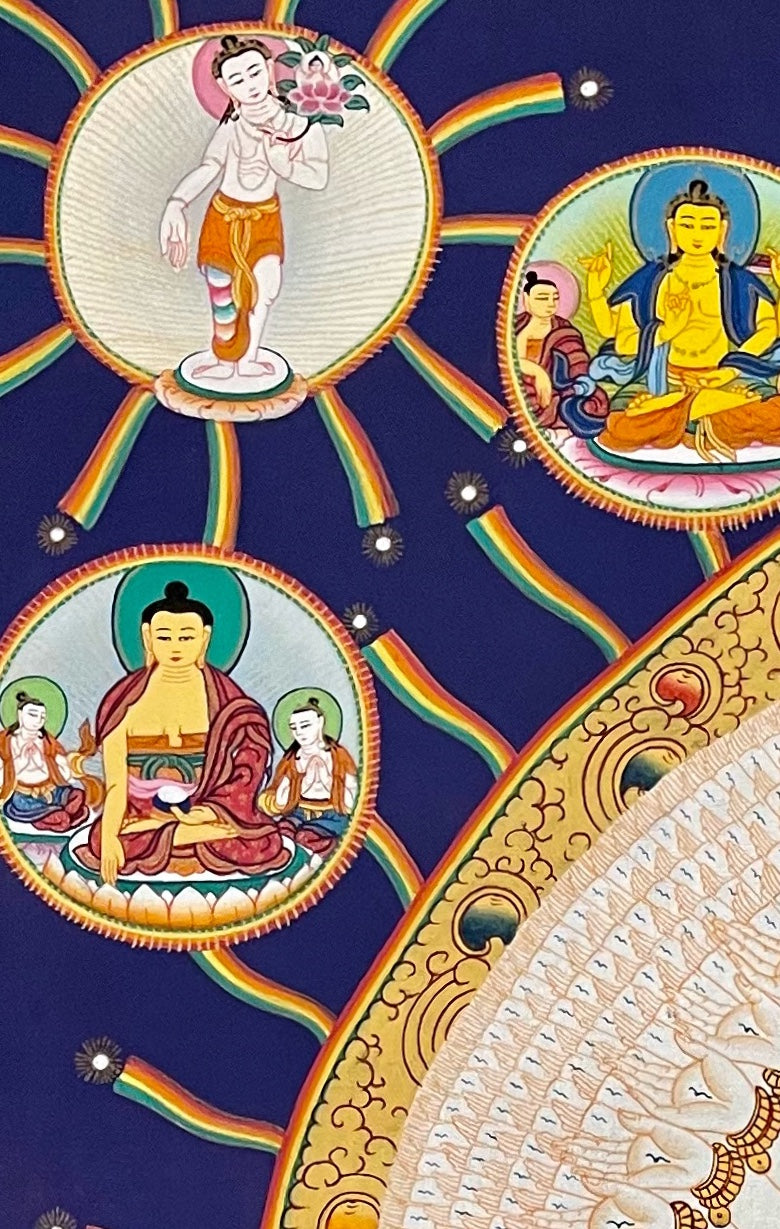 Lokeshwor thangka, detail: top-left corner