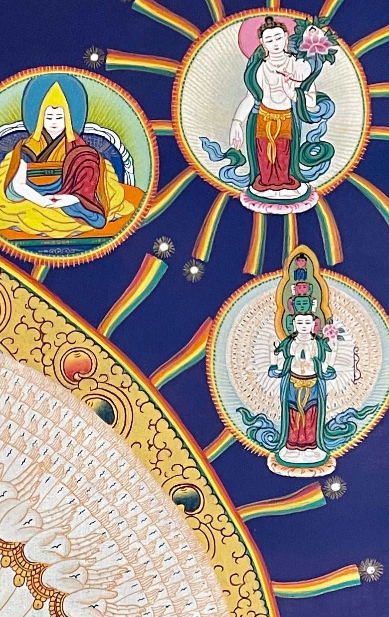 Lokeshwor thangka, detail: top-right corner