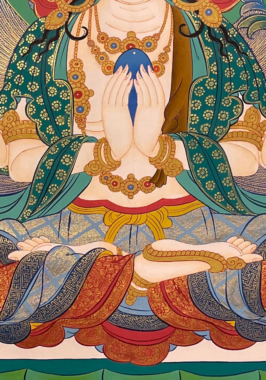 Chenrezig thangka, detail: centre