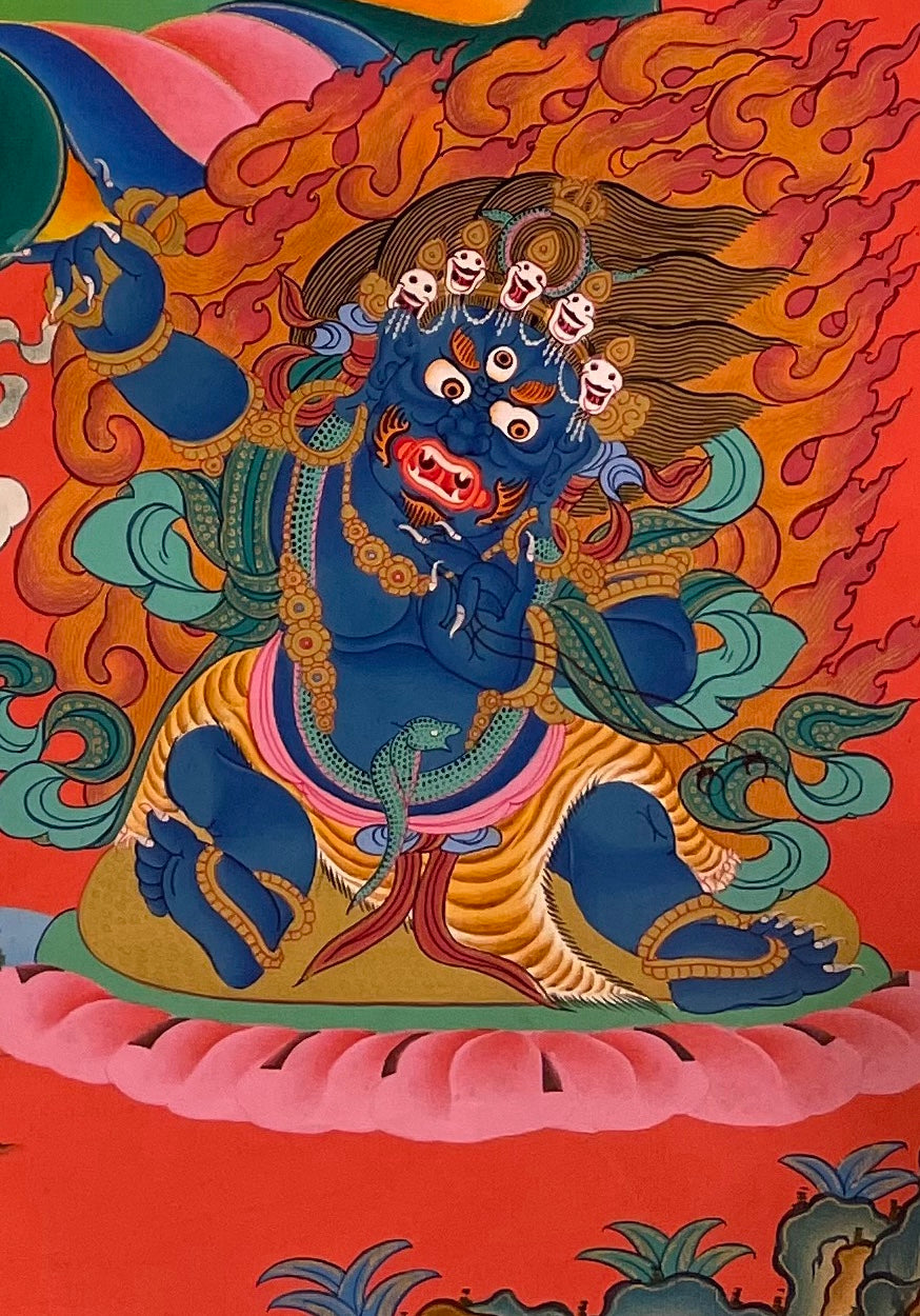 Chenrezig thangka, detail: bottom-right corner