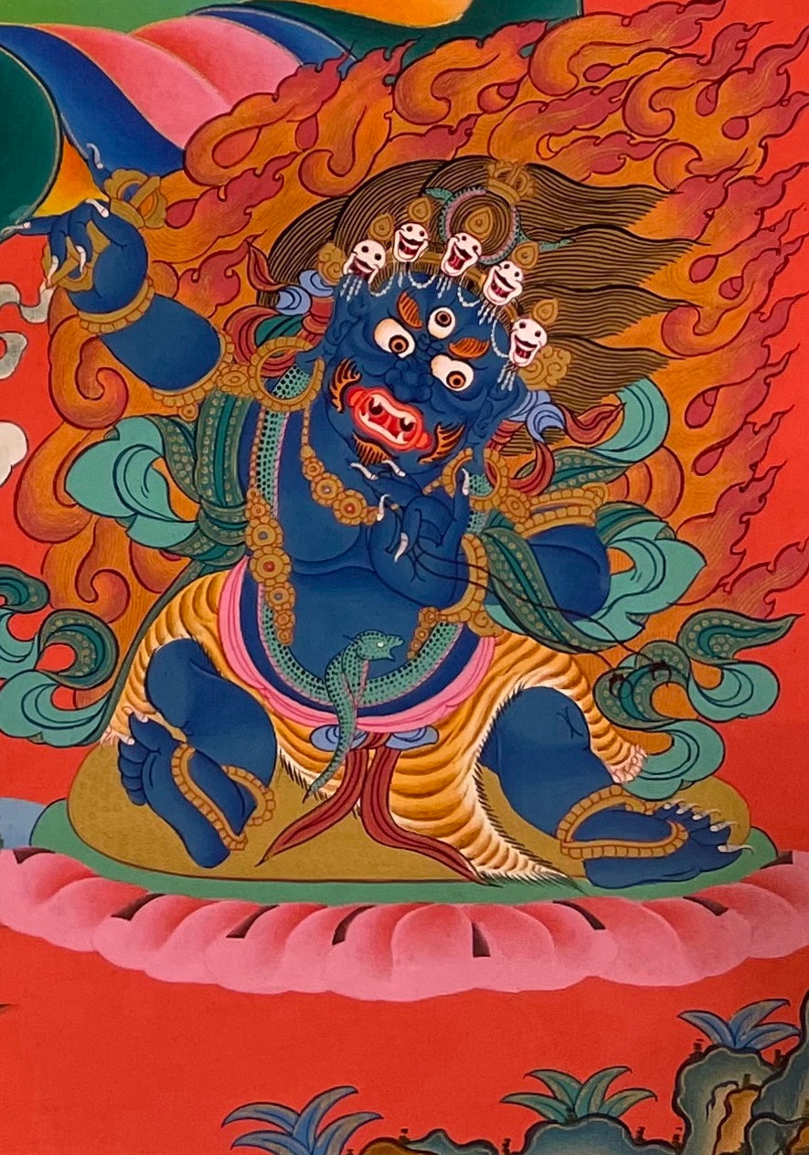 Chenrezig thangka, detail: bottom-right corner