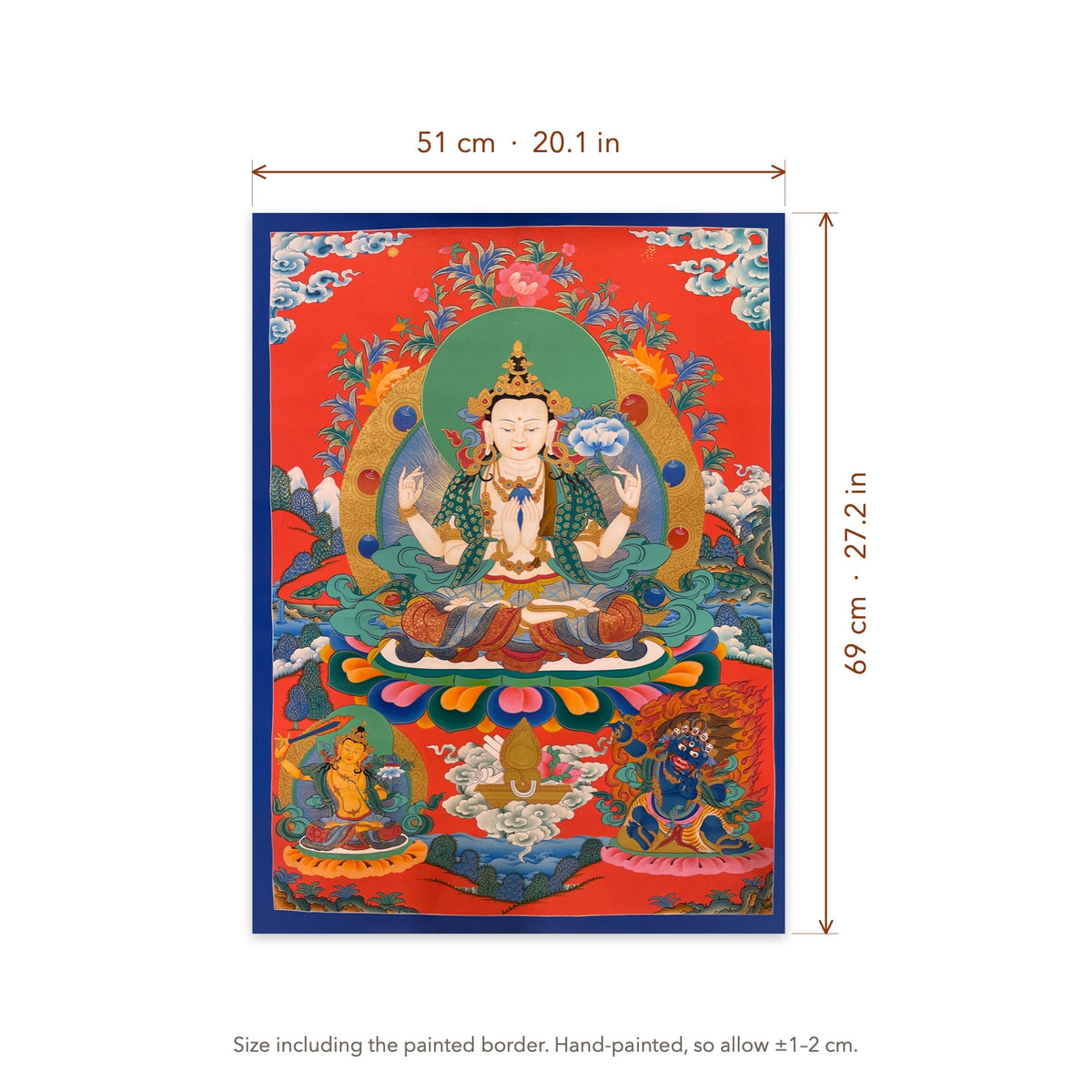 Size diagram: 51 × 69 cm (20.1 × 27.2 in), including the painted border