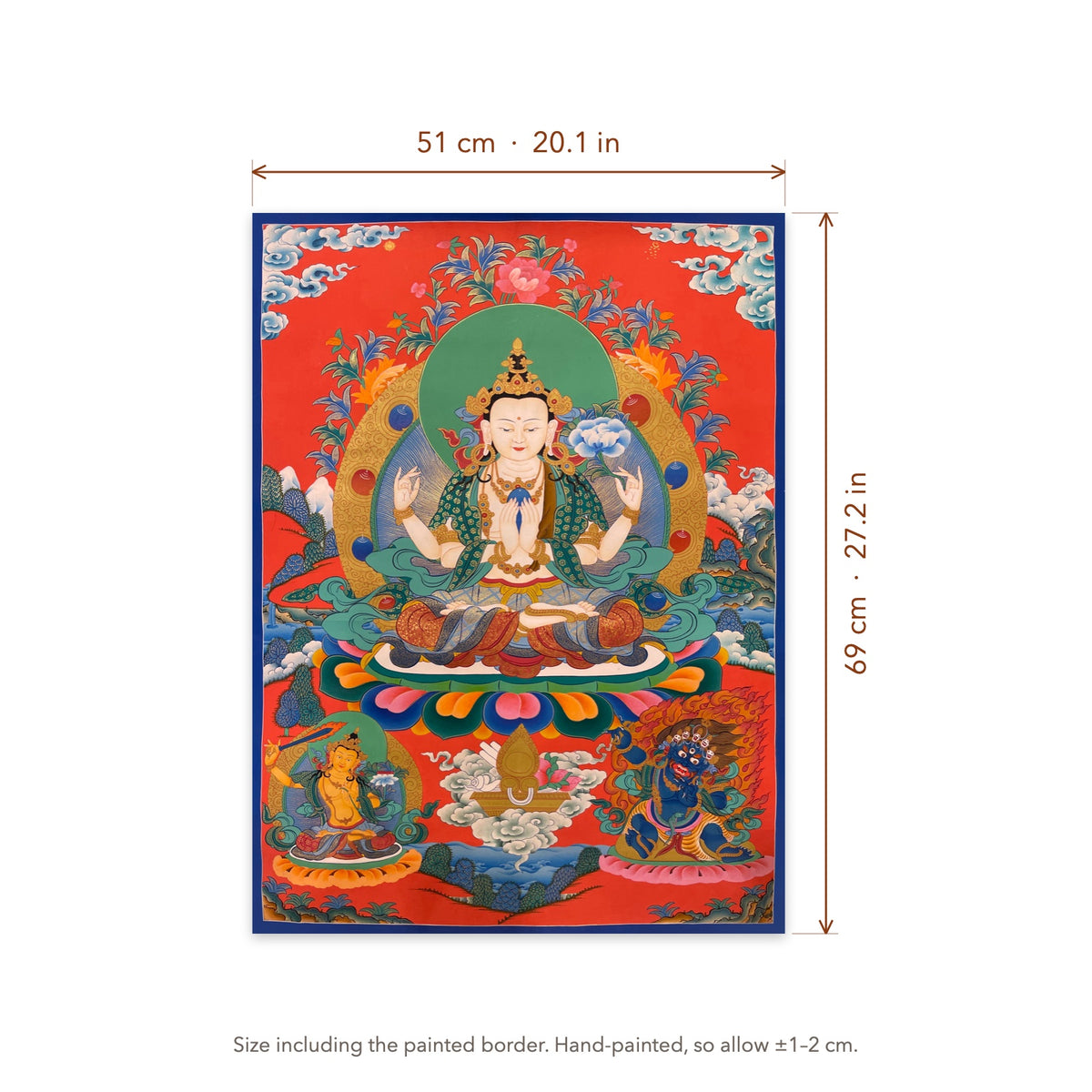 Size diagram: 51 × 69 cm (20.1 × 27.2 in), including the painted border