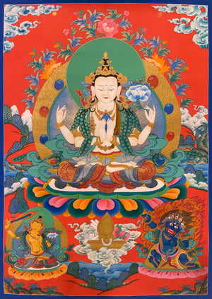 Chenrezig Thangka – 51×69 cm, Fine Grade
