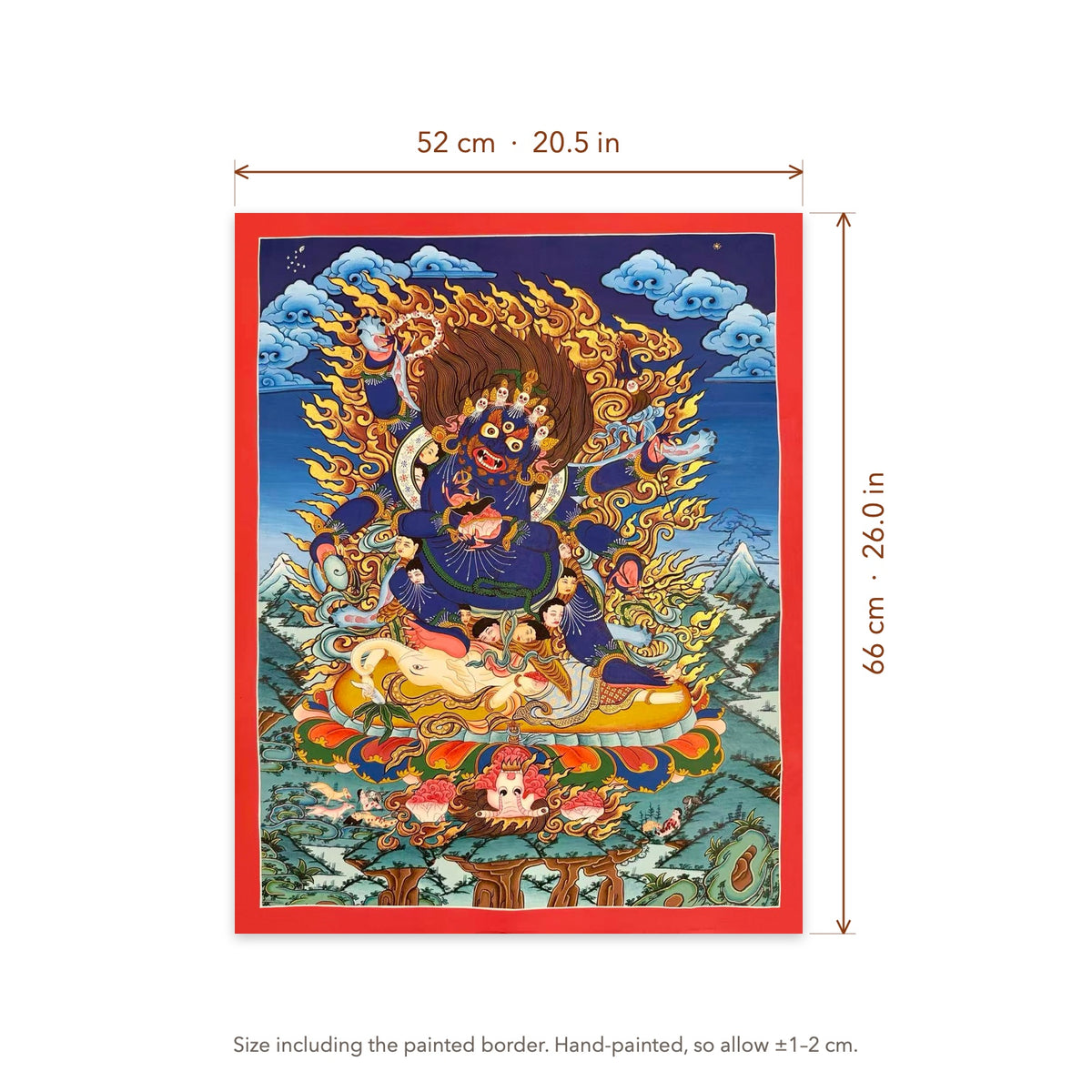 Size diagram: 52 × 66 cm (20.5 × 26.0 in), including the painted border