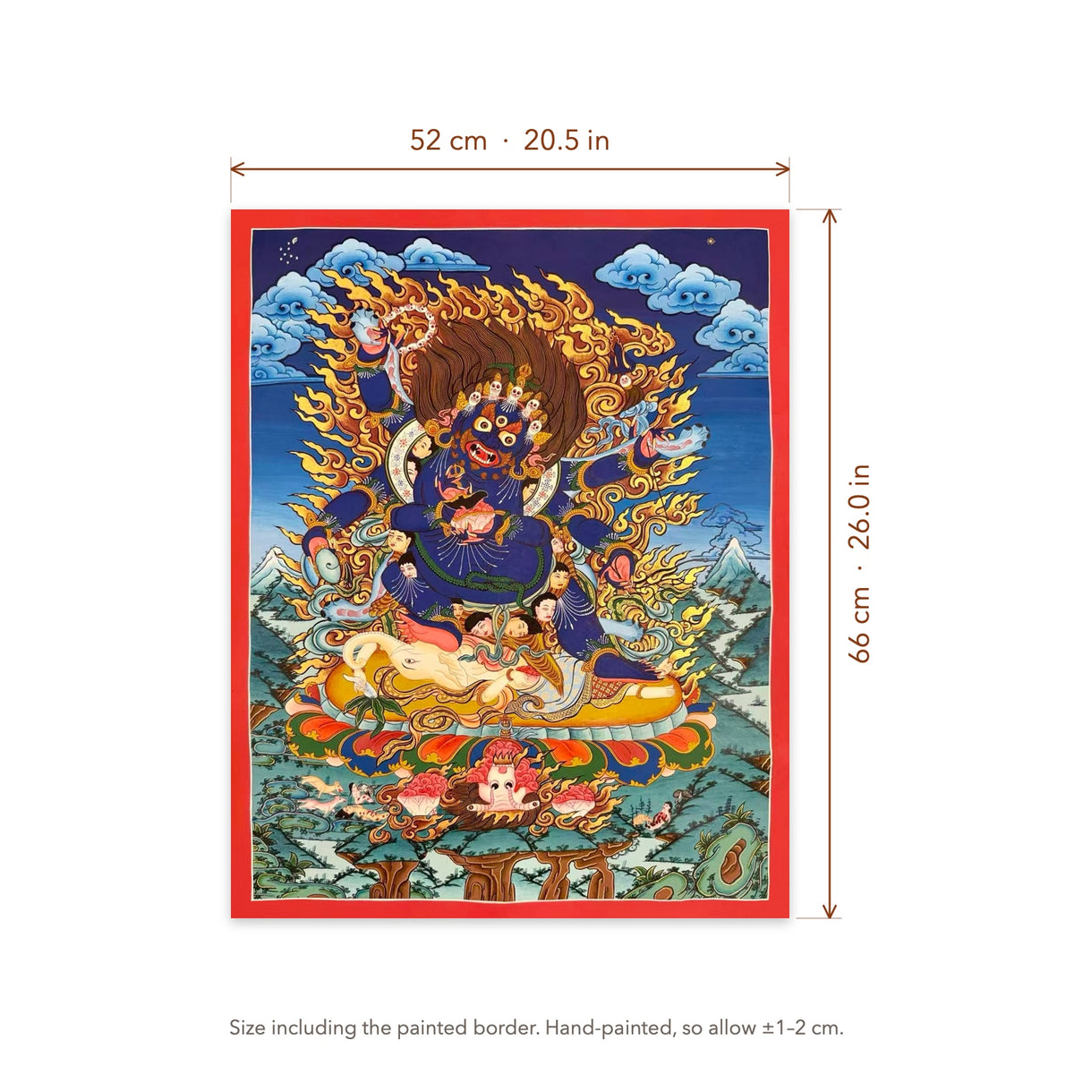 Size diagram: 52 × 66 cm (20.5 × 26.0 in), including the painted border