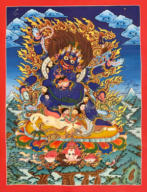 六臂瑪哈嘎拉唐卡 – 52×66 cm · 精品