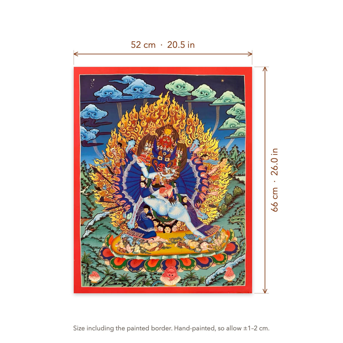 Size diagram: 52 × 66 cm (20.5 × 26.0 in), including the painted border
