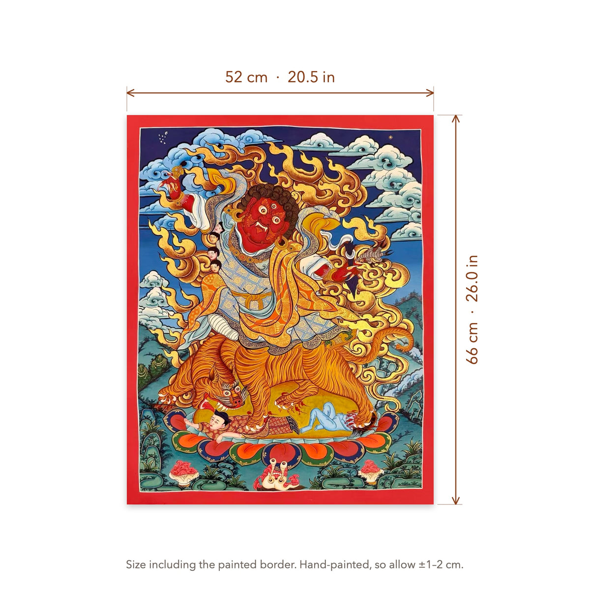 Size diagram: 52 × 66 cm (20.5 × 26.0 in), including the painted border
