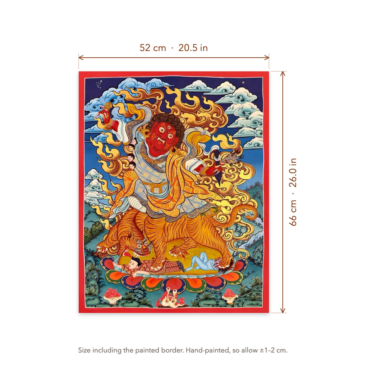 Size diagram: 52 × 66 cm (20.5 × 26.0 in), including the painted border