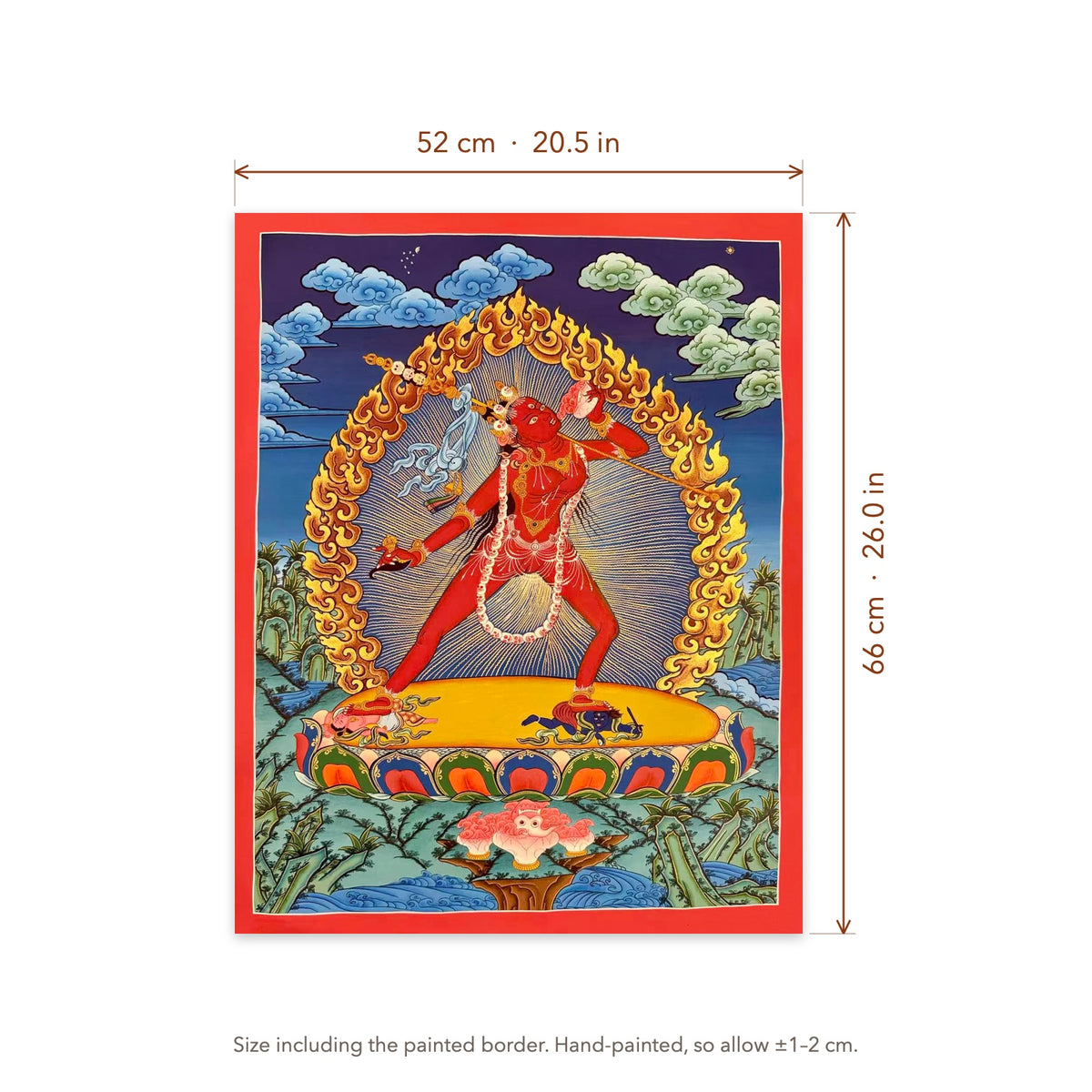 Size diagram: 52 × 66 cm (20.5 × 26.0 in), including the painted border