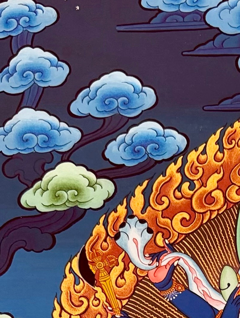 Chakrasamvara thangka, detail: top-left corner