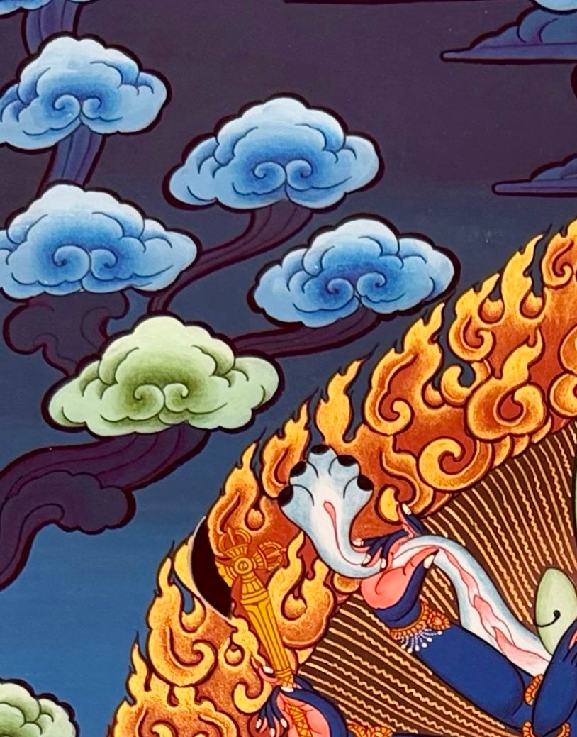 Chakrasamvara thangka, detail: top-left corner