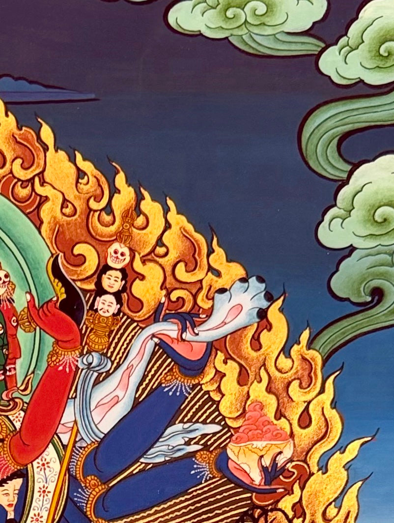 Chakrasamvara thangka, detail: top-right corner