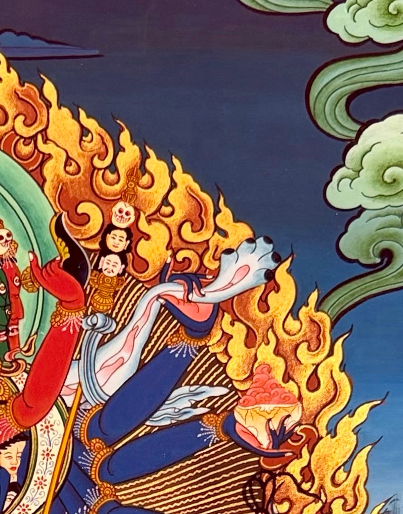 Chakrasamvara thangka, detail: top-right corner