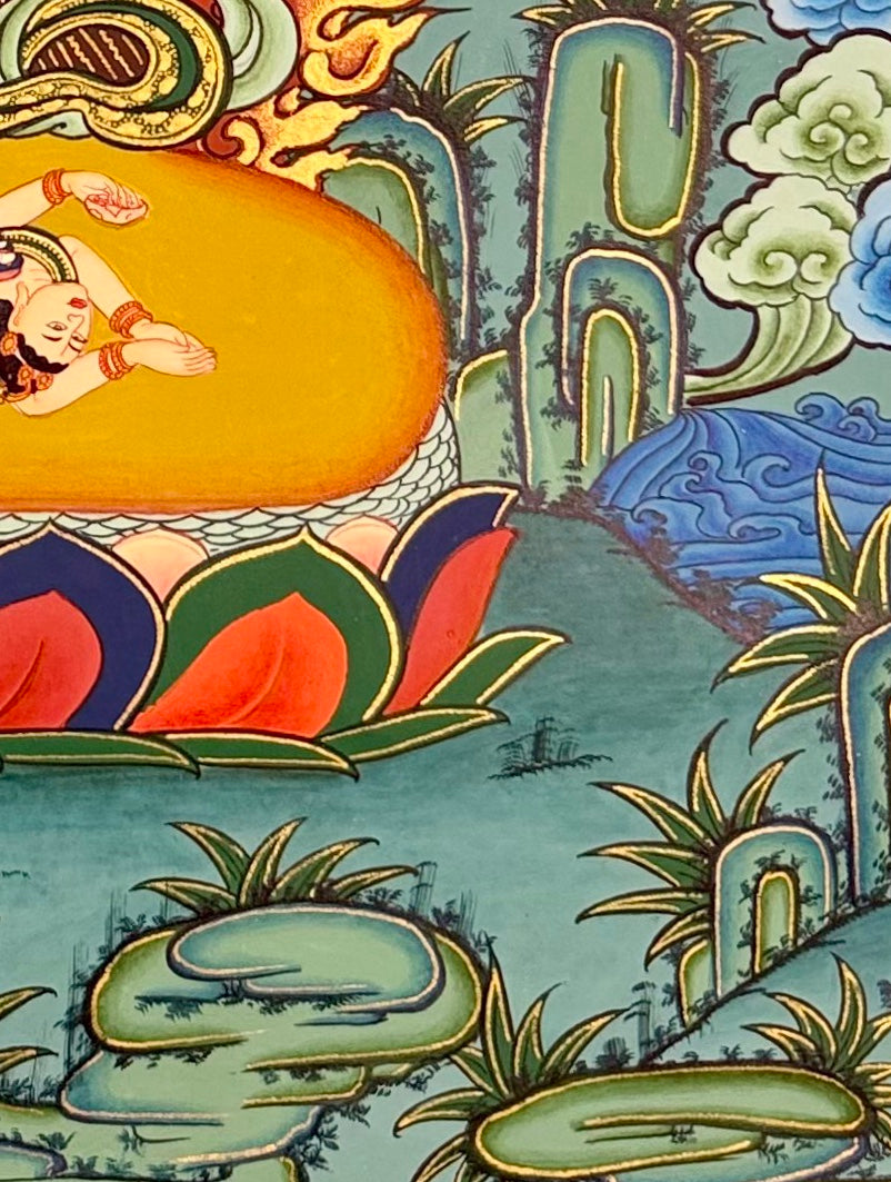 Chakrasamvara thangka, detail: bottom-right corner