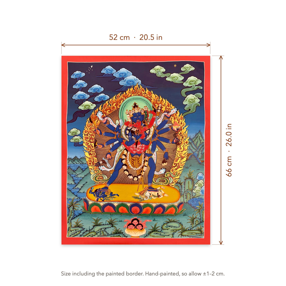 Size diagram: 52 × 66 cm (20.5 × 26.0 in), including the painted border