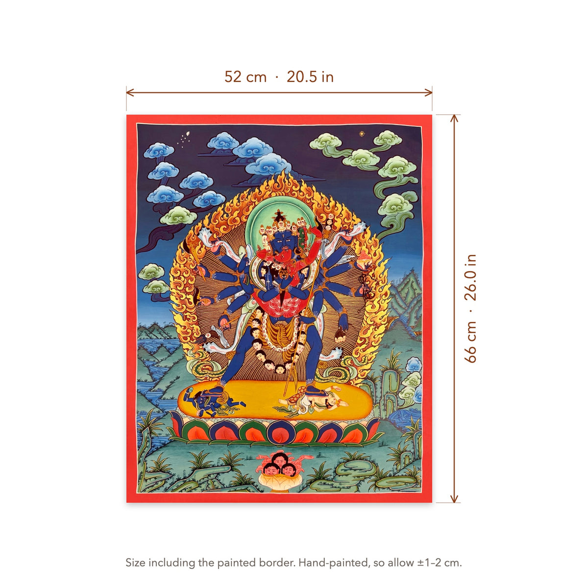 Size diagram: 52 × 66 cm (20.5 × 26.0 in), including the painted border