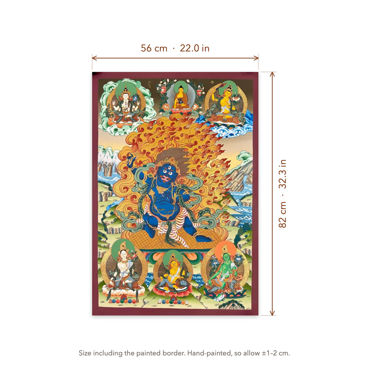 Size diagram: 56 × 82 cm (22.0 × 32.3 in), including the painted border