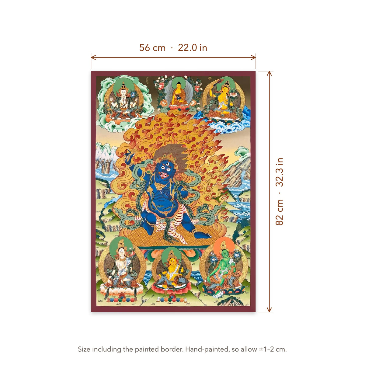 Size diagram: 56 × 82 cm (22.0 × 32.3 in), including the painted border