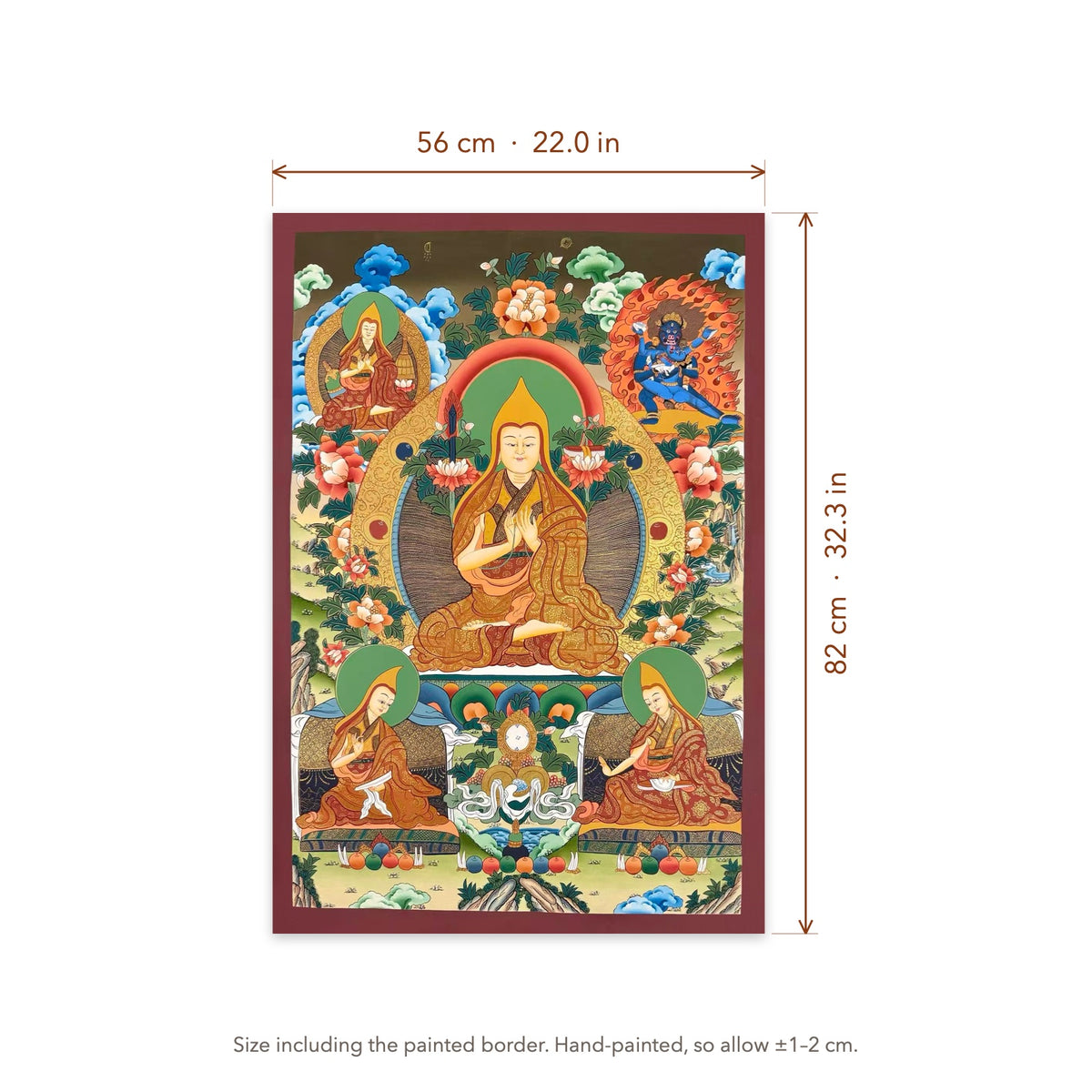 Size diagram: 56 × 82 cm (22.0 × 32.3 in), including the painted border