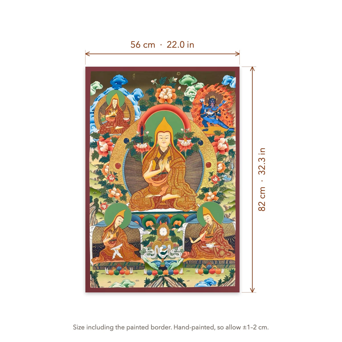 Size diagram: 56 × 82 cm (22.0 × 32.3 in), including the painted border