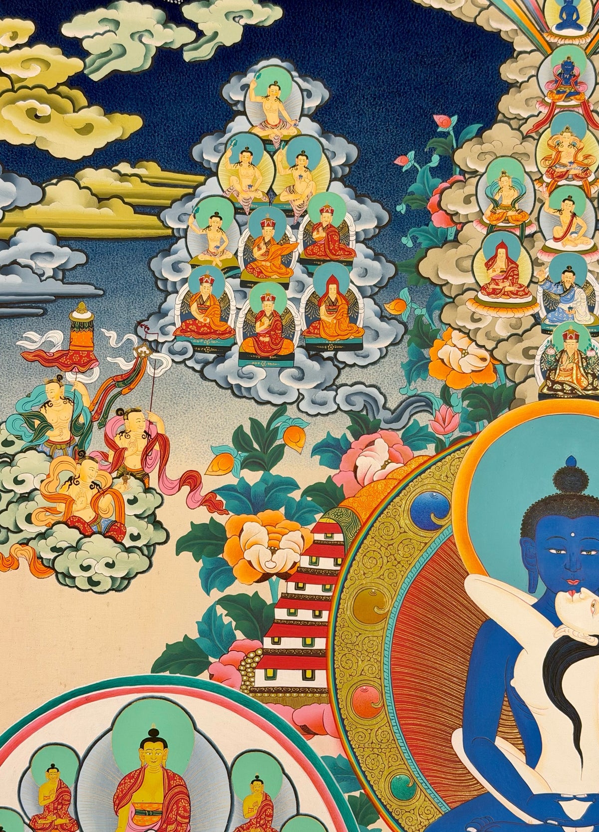 Refuge Tree with Samantabhadra thangka, close-up photo 3 of 5