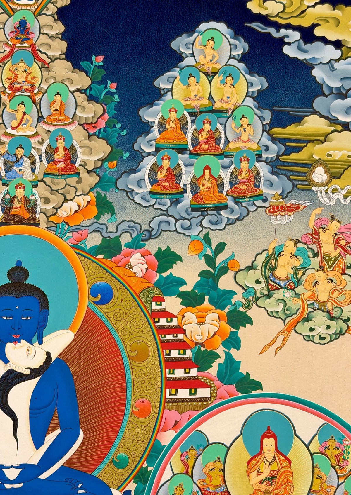 Refuge Tree with Samantabhadra thangka, close-up photo 4 of 5