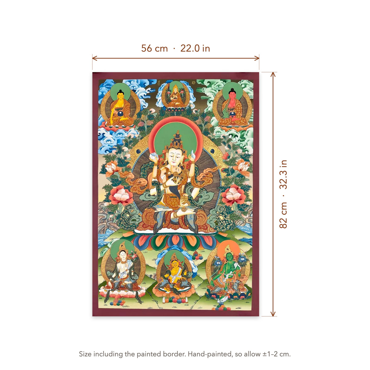 Size diagram: 56 × 82 cm (22.0 × 32.3 in), including the painted border