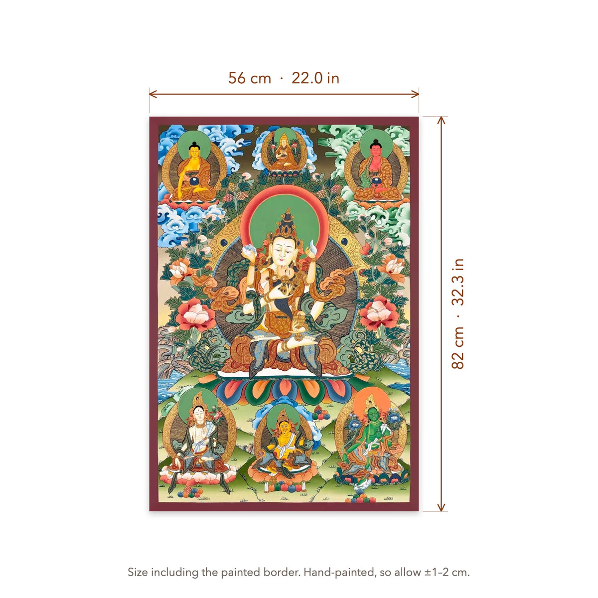 Size diagram: 56 × 82 cm (22.0 × 32.3 in), including the painted border