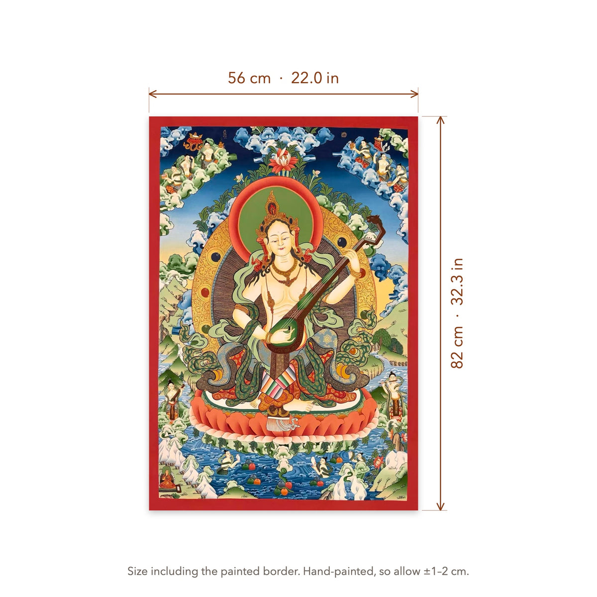 Size diagram: 56 × 82 cm (22.0 × 32.3 in), including the painted border