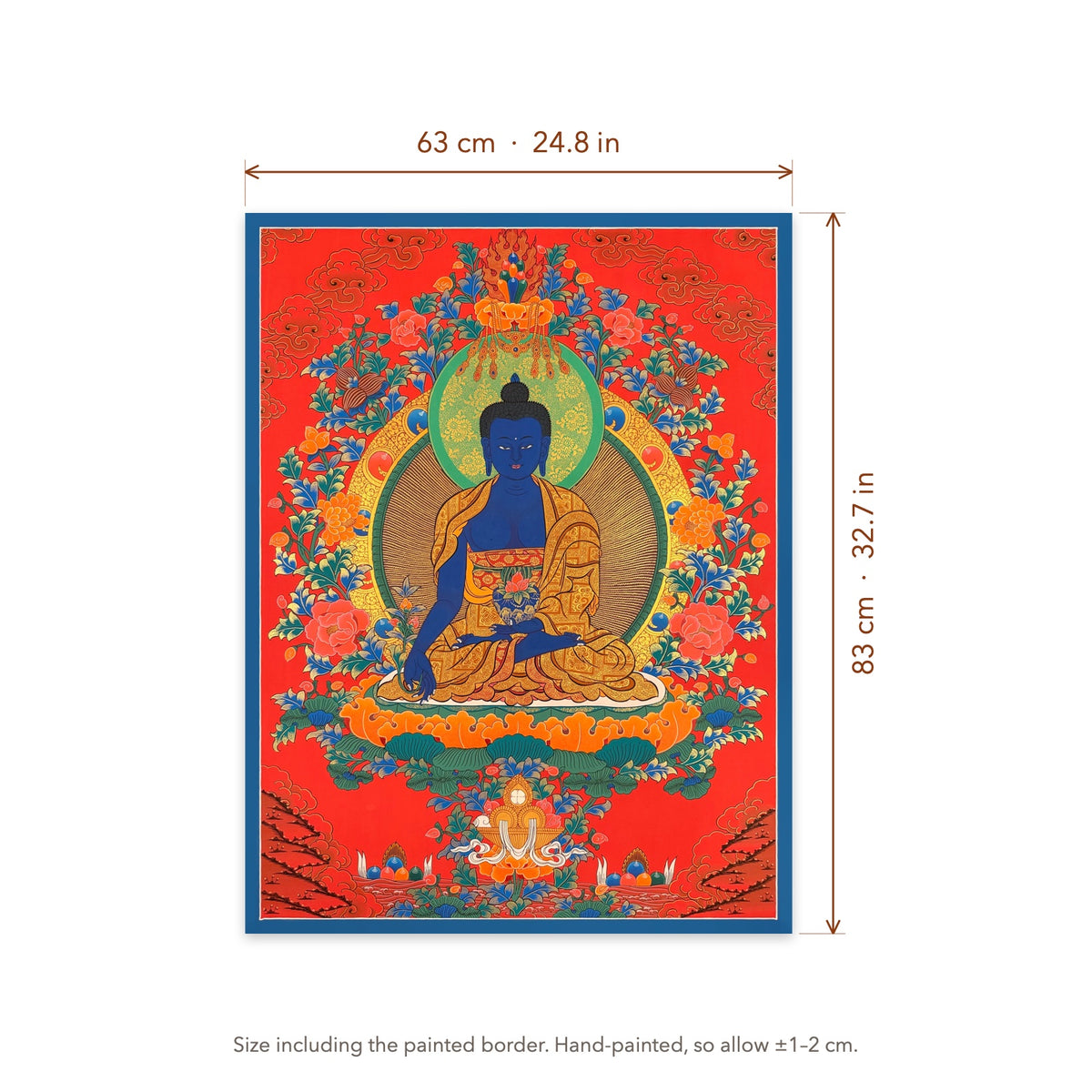 Size diagram: 63 × 83 cm (24.8 × 32.7 in), including the painted border