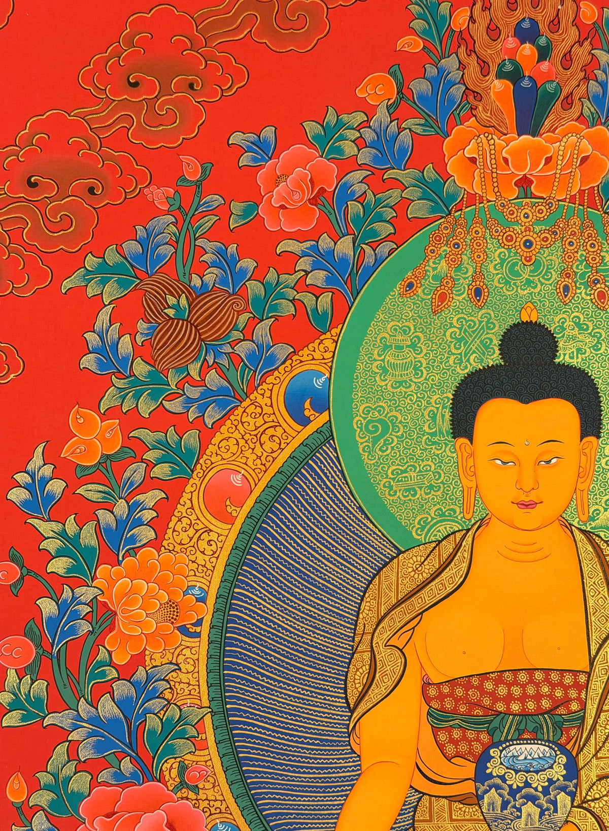 Shakyamuni Buddha thangka, close-up photo 3 of 5
