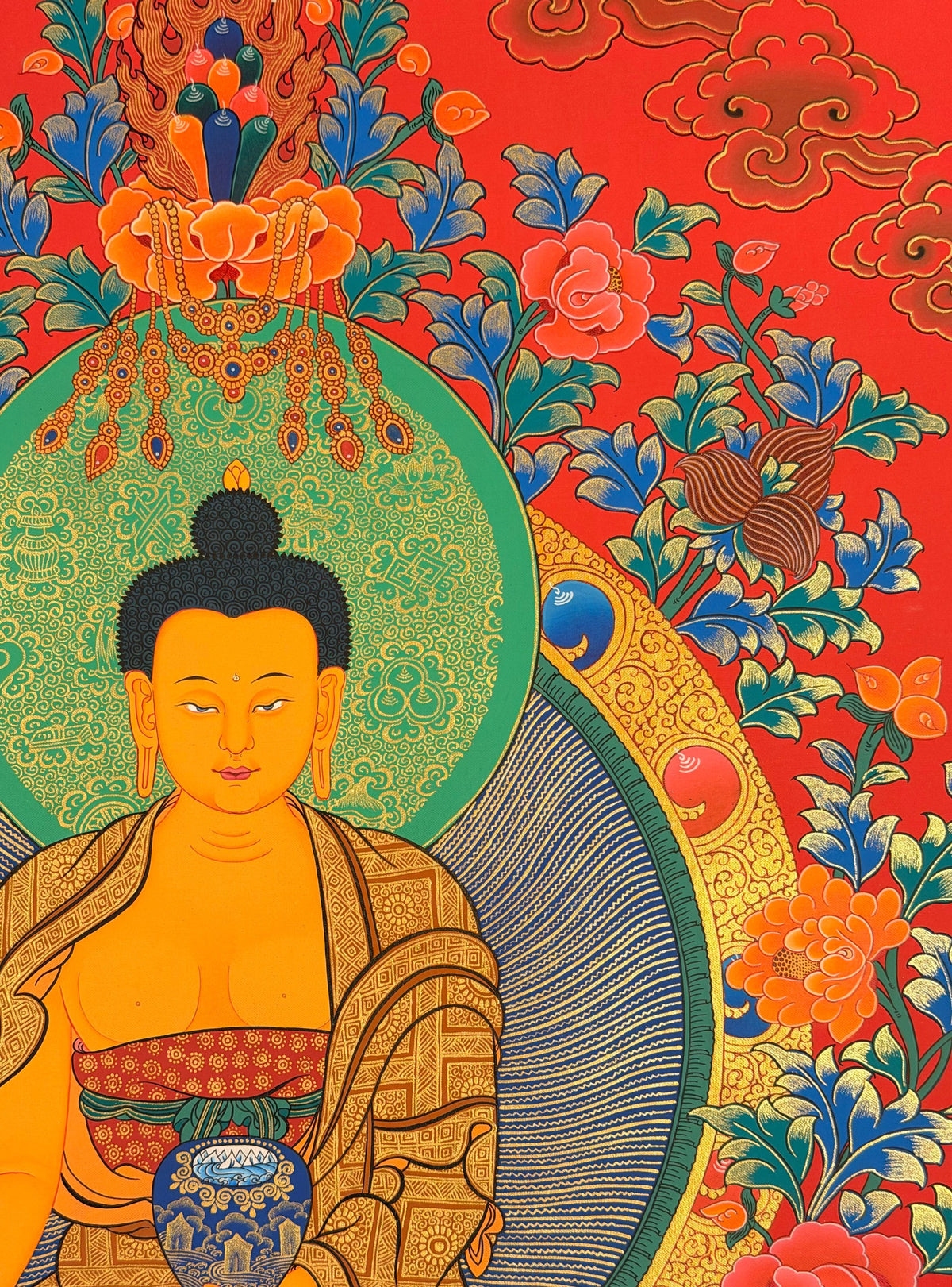 Shakyamuni Buddha thangka, close-up photo 4 of 5