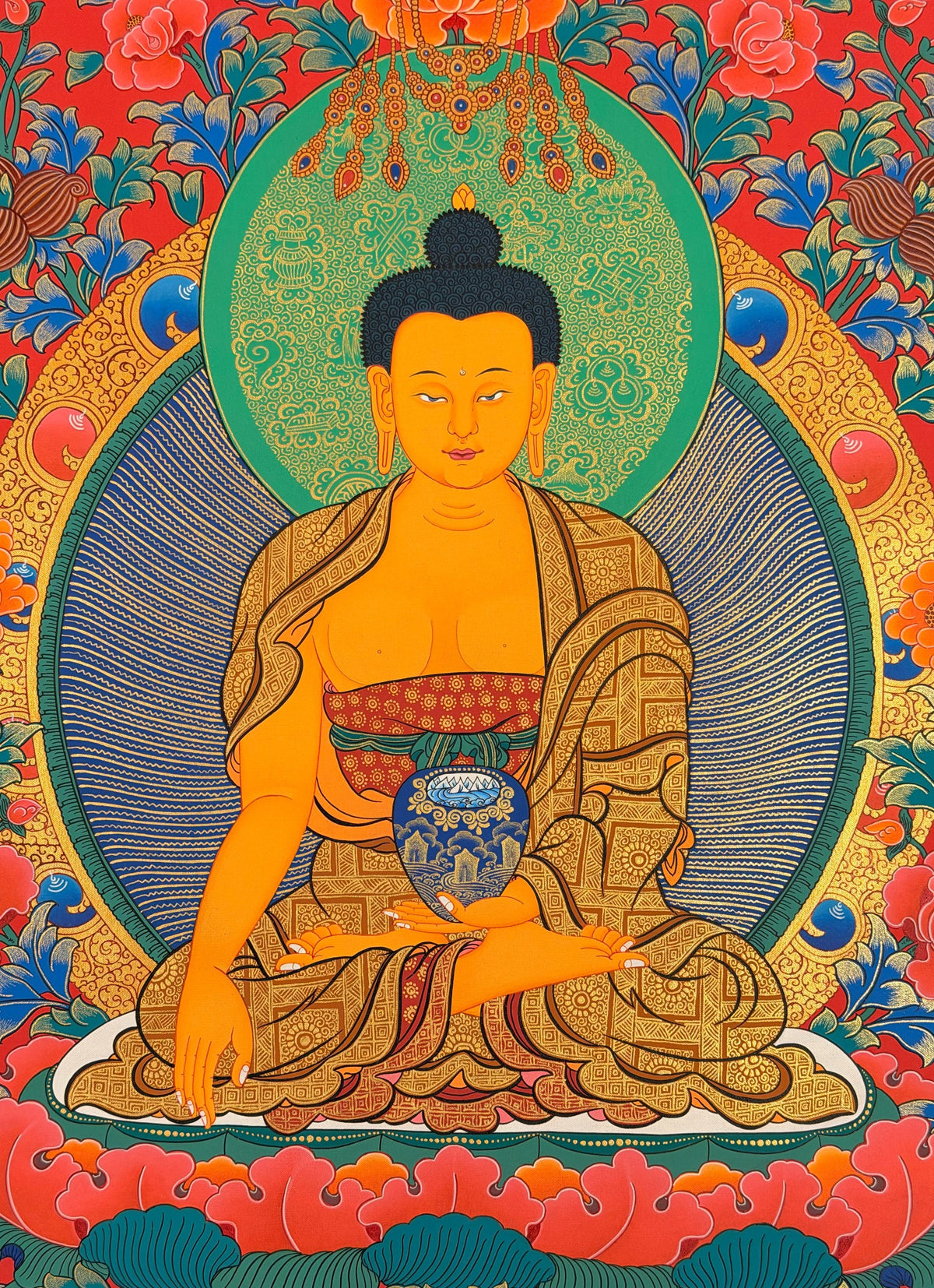 Shakyamuni Buddha thangka, close-up photo 5 of 5