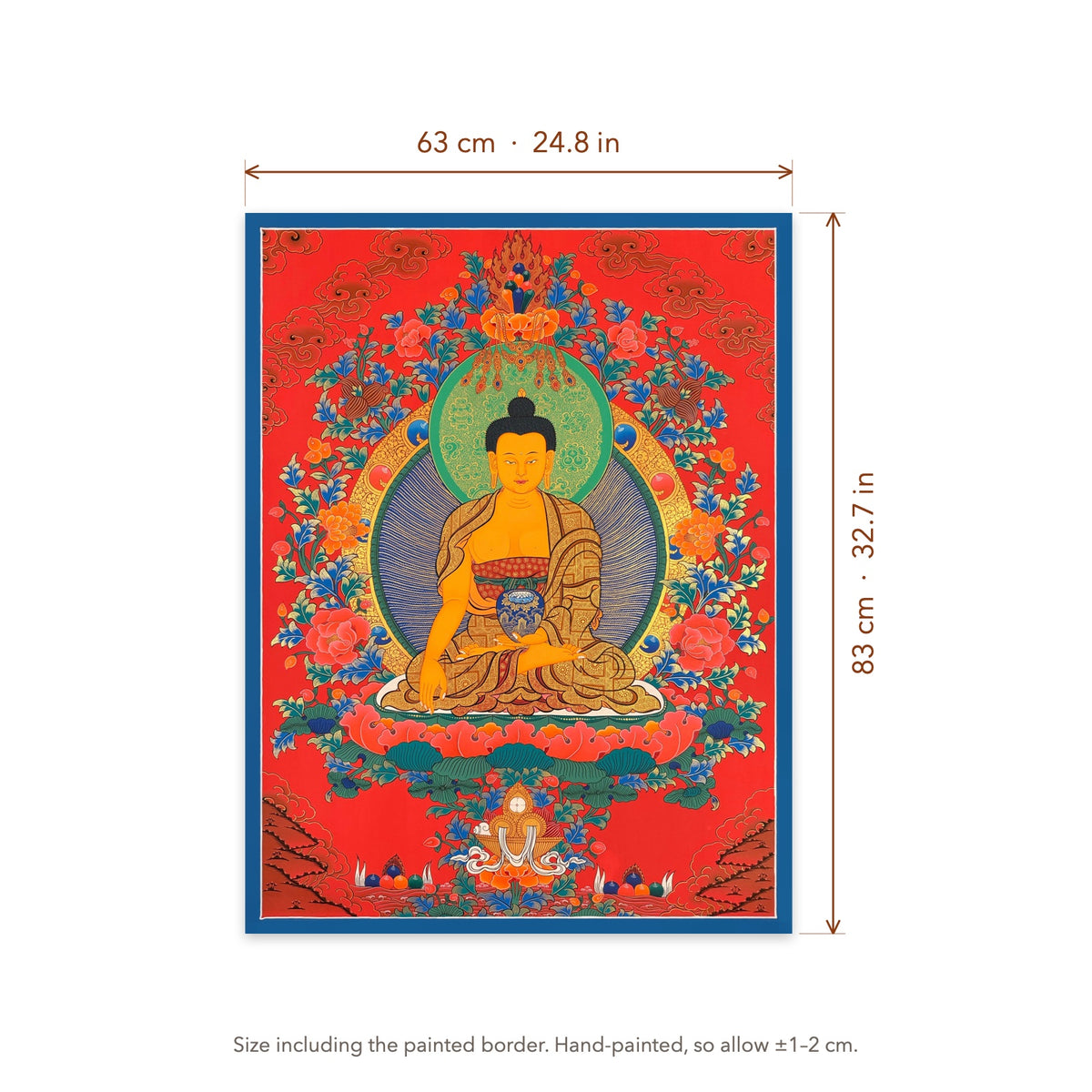 Size diagram: 63 × 83 cm (24.8 × 32.7 in), including the painted border