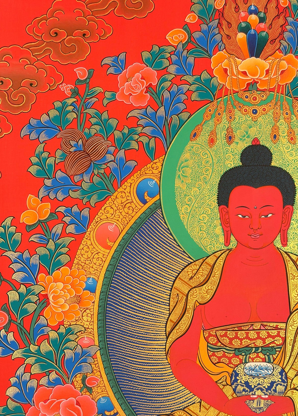 Amitabha Buddha thangka, close-up photo 3 of 5