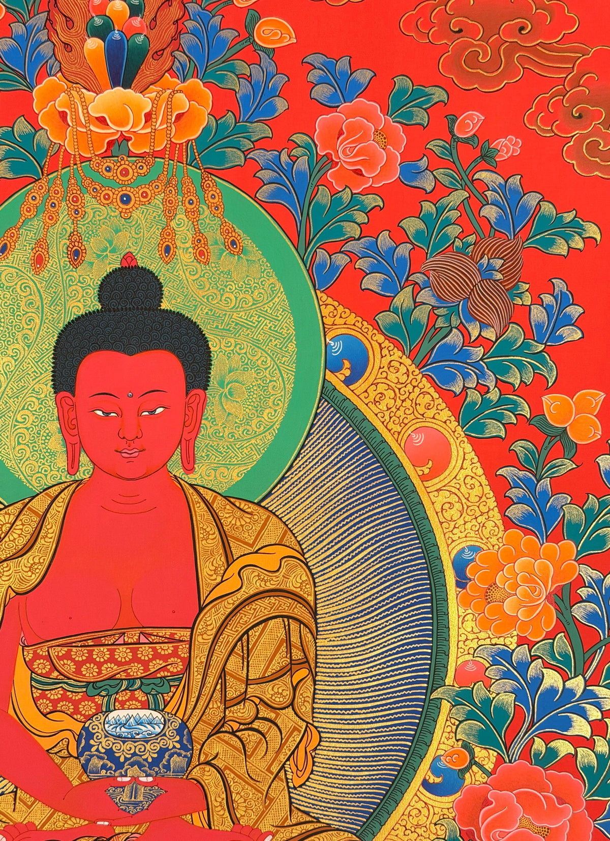 Amitabha Buddha thangka, close-up photo 4 of 5