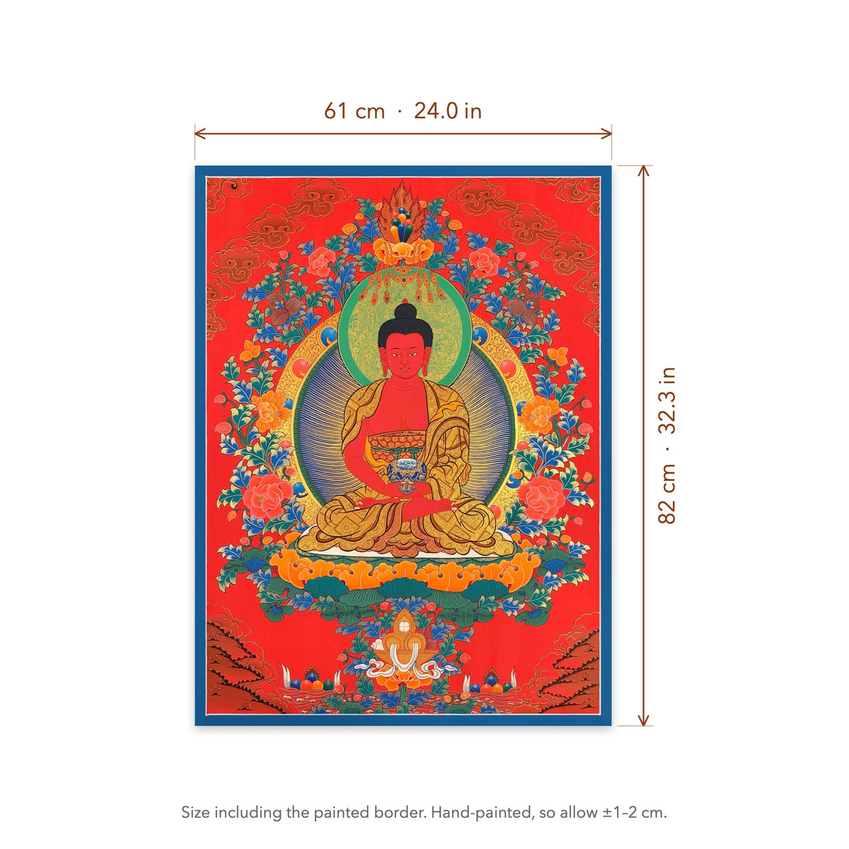 Size diagram: 61 × 82 cm (24.0 × 32.3 in), including the painted border