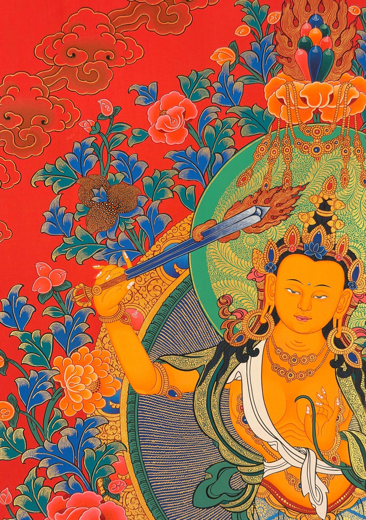 Manjushri thangka, close-up photo 3 of 5