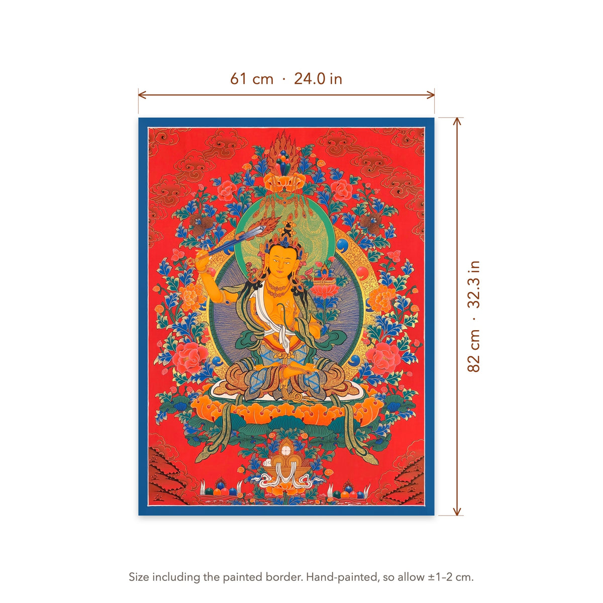 Size diagram: 61 × 82 cm (24.0 × 32.3 in), including the painted border
