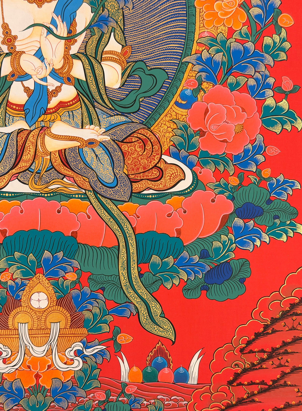 White Manjushri thangka, close-up photo 2 of 5