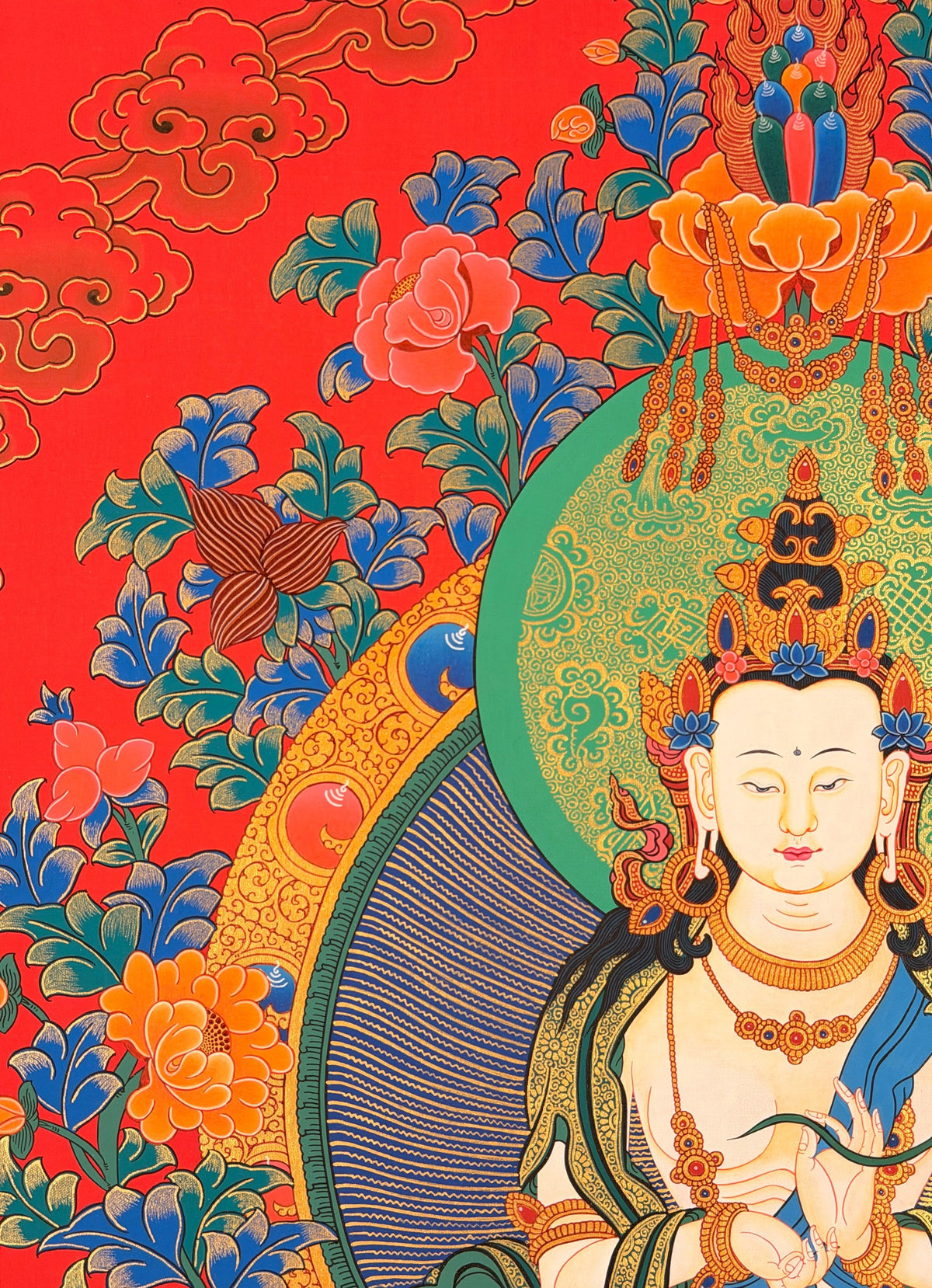 White Manjushri thangka, close-up photo 3 of 5