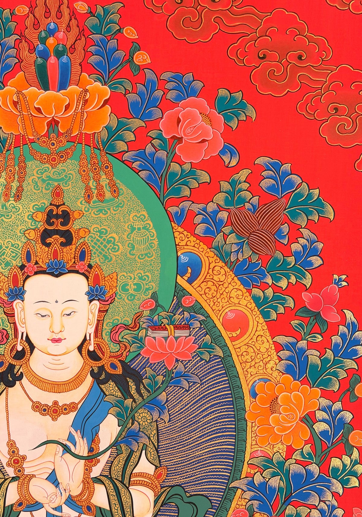 White Manjushri thangka, close-up photo 4 of 5