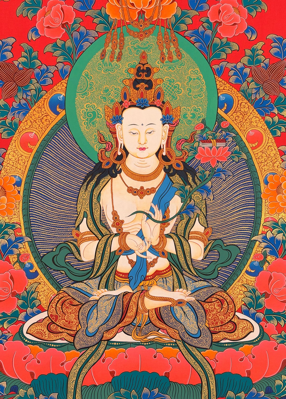 White Manjushri thangka, close-up photo 5 of 5