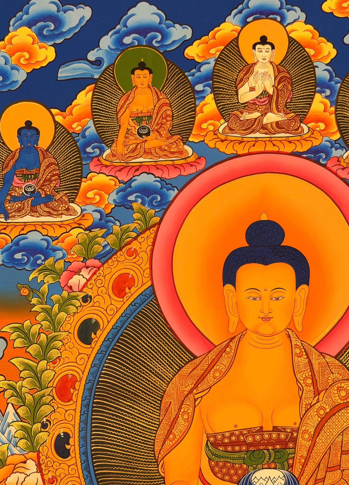 Shakyamuni Buddha thangka, close-up photo 3 of 5